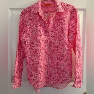 Vilagallo Pink and White Leopard Print Blouse